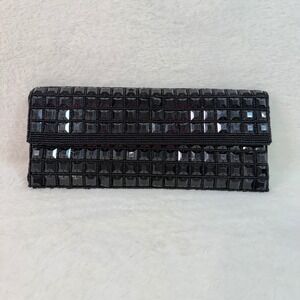 Expressions NYC Black Beaded Clutch Evening Bag Crossbody Studded Formal NWT